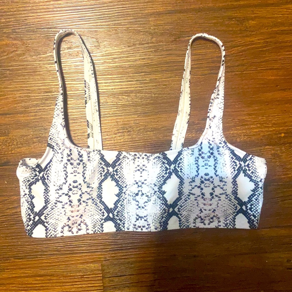 white and black snake skin bikini top